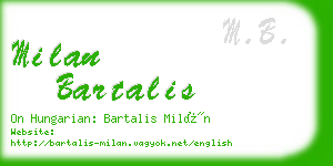 milan bartalis business card